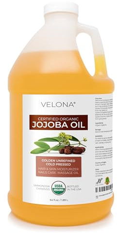 velona Jojoba Oil USDA Certified Organic - 64 Fl Oz | 100% Pure and Natural Carrier Oil| Golden, Unrefined, Cold Pressed, Hexane Free