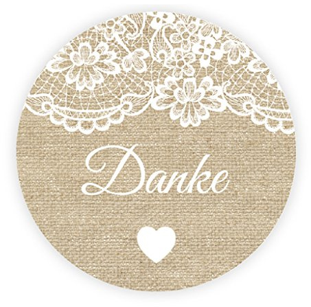 100 Danke Aufkleber Sticker - Burlap und Lace Effekt Sticker - 4 cm Geschenkaufkleber Etiketten für Gastgeschenk,Vintage Hochzeit,Geburtstagsfeier,Taufe,Partytüte,Danksagungen - -UNI 066