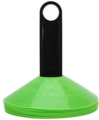 VGEBY 10er Set Markierungskegel Markierungshütchen für Fußball Sport Training Trainingskegel mit Tragegriff Kegel Set (Farbe : Grün)