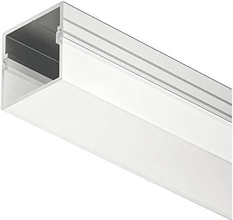 GedoTec Aluminium-Profil LED-Unterbau-Profil 2500 mm Profilleiste für LED-Streifen Beleuchtung | Alu silber eloxiert | Streuscheibe milchig transparent | 1 Stück - Einbauprofil inkl. 1 Paar Endkappen