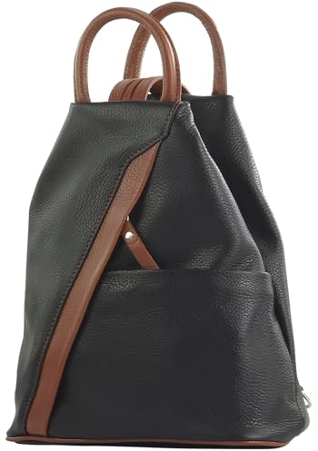 modamoda de T180 Damen Leder Rucksack Handtasche 2-in-1, handmade in Italy