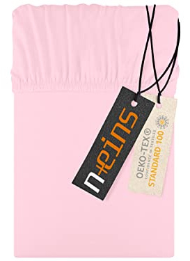 npluseins Lenzuolo con angoli in jersey 100% cotone, ca. 70 x 140 cm, rosa