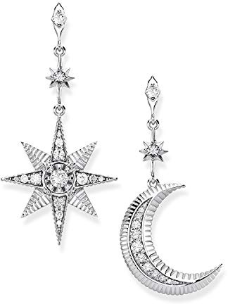 THOMAS SABO Ohrringe Royalty Stern & Mond 925 Sterlingsilber, Geschwärzt