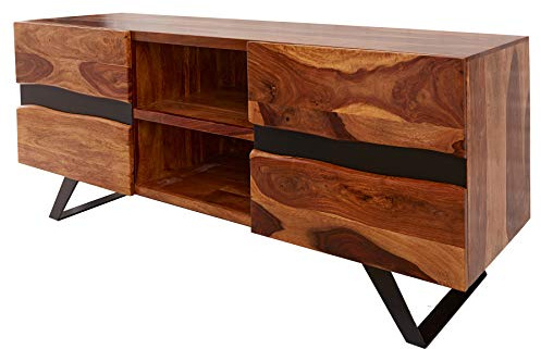 invicta INTERIOR TV-Lowboard Amazonas - 160cm - braun - Sheesham Baumkante | Kabelöffnung, praktischer Stauraum, pflegeleichte Oberfläche, hohe Belastbarkeit, Lowboard