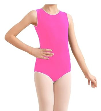 BODYWEAR LTD - Justaucorps sans manches pour fille en nylon brillant – Ajustement confortable – Vêtement de performance - Indispensable pour les cours de danse - Gymnastique, ballet, danse, école