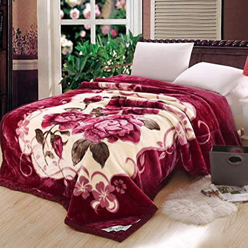 UKKD Decke Blumen Rote Decke Rascheldecke Wintergeschenk Verdickte Doppelschichtdecke Super Weiche Dicke Wurfdecke