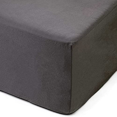 Amago - Spannbetttuch, 50 cm Steg, 100 prozent Baumwolle, 160 x 200 cm - Anthrazit