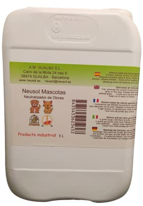 Neusol Mascotas - Pets 5L Instant pet odor eliminator. Anti-odor urine, feces, vomit of dogs, cats... WITHOUT fragrance. Urine repellent (5L)