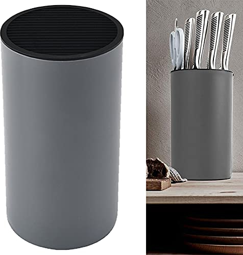Universal Knife Block Without Knives, Detachable Round Knife Holder Only Knife Storage Stand Keep Knives Organized and Clean (Grey)