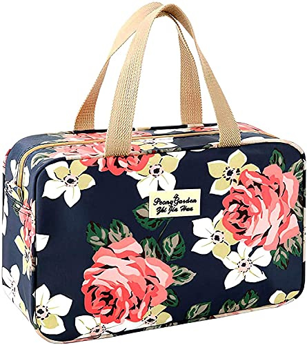Kulturbeutel Damen Kulturbeutel Große Damen Tragbare Damenkosmetiktasche Reise-Make-up-Tasche wasserdichte tragbare (Große Rose)