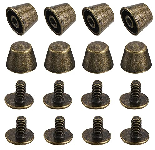 sourcing map Leder Nieten Set 8 Pcs, 10x7mm Taschenfüße Hohlnieten Messing | Schraubnieten Pilznieten für Leder Tasche Handwerk Schuhe Kleidung Gürtel Geldbörse - Bronze