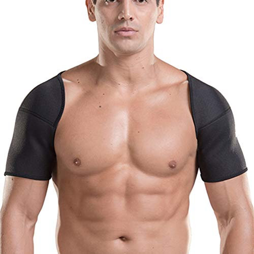 Artibetter Adjustable Sbr Double Shoulder Brace for Sports, Shoulder Relief and Protection, Warm Cover Pad for Basketball, Weightlifting, Outdoor Winter Activities (Black, Size M)