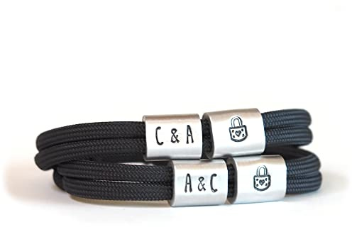 Pärchen Armband mit personalisierter Gravur | Initialen | Partnerarmbänder | Geschenk für Partner | Personalisiertes Armband mit Namen | Geschenk für Freund, Freundin |