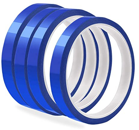 hifrom 4 Rollen Hitzebeständiges Klebeband 33m Wärmeband für Sublimation Isolierband Polyimid Klebeband Bis 300°C Wärmeklasse für 3D Drucker, Elektronik Leiterplatte Wärmeübertragung Vinyl