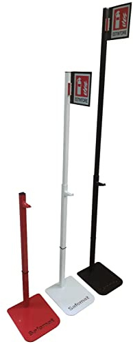 Piantana telescopica portaestintore Safemax con tubulare in ferro verniciata a fuoco antigraffio (Senza asta, Bianco)