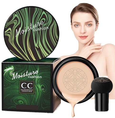 HOUSN CC Creme BB Creme Pilz Luftkissen Cushion Foundation Powder Foundation Mousse Make Up Feuchtigkeitsspendende Concealer für Alle Haut Make-up, Perfekte Abdeckung, FlüSsige Grundierung (Ivory)