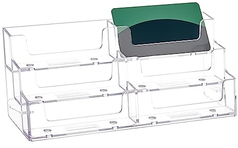 AHANDMAKER Visitenkartenhalter Visitenkartenhalter, Organizer mit 6 Fächern, transparenter Acryl-Visitenkartenständer für Messen, Zuhause und das Büro, fasst ca. 200 Karten