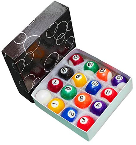 Glakyur Professionelle 25Mm Kinder Billard Tisch Kugeln Set Harz Kleine Billard Queue Kugeln Komplettes Set 16 StüCk Mini Billard Kugeln Set