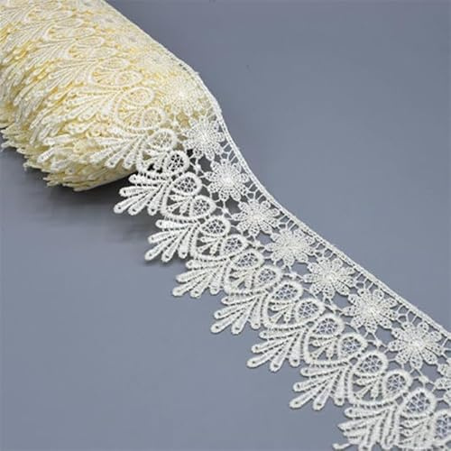 SYSUII 15 Yard Spitzenband, 8cm Breite Spitze mit Blumenmuster Spitze Band DIY Spitzenbordüre Zierband für Handwerk Dessous Hochzeitskleid Geschenkverpackung Dekorieren, Nahen Weihnachten -Beige