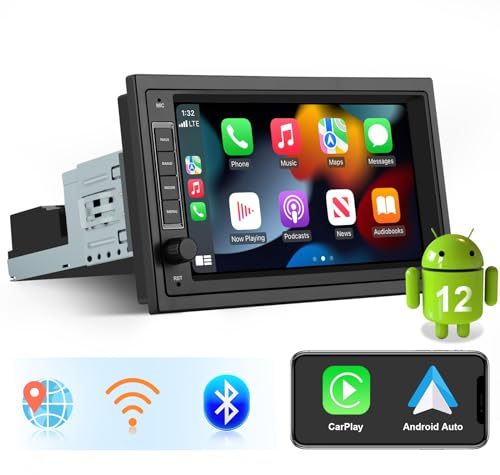 AWESAFE 1Din Autoradio mit CarPlay Android Auto, Android 13 System, 7 Zoll Touchscreen, 2+32G, Unterstützt GPS Navigation Bluetooth WiFi MirrorLink