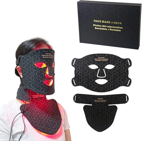 Photon Rejuvenation Phototherapy Masque facial Instrument à spectre LED proche infrarouge Masque facial Cou Beauté Maison Pratique Lisse les rides fines Améliore la fermeté de la peau Elitzia (Noir)
