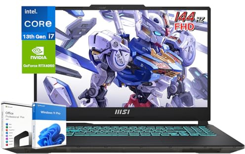 MSI Cyborg Gaming Laptop, 15.6 inch IPS FHD 144Hz Display, Intel 10-Core i7-13620H, 32GB DDR5, 2TB SSD, GeForce RTX 4050, Backlit Keyboard, Wi-Fi 6, Microsoft Office Lifetime License & Windows11 Pro