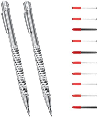 IUSOT Lot de 2 aiguilles à tracer en carbure de tungstène avec aimant et 10 pointes de rechange pour verre, céramique, métal, tôle, stylo à graver pour marquage et gravure précis