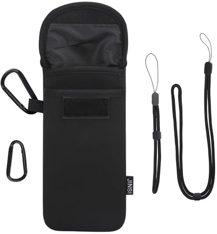 DOB SECHS Chaussette de téléphone en néoprène avec mousqueton, cordon et dragonne, pour la randonnée et les voyages, convient aux téléphones jusqu'à 6,9, noir