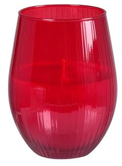 6x Duni Kerzenglas Ritz 12,5 cm, ø 7,6 cm Rot Paraffin-Mischung mit Kerzenhalter aus Glas