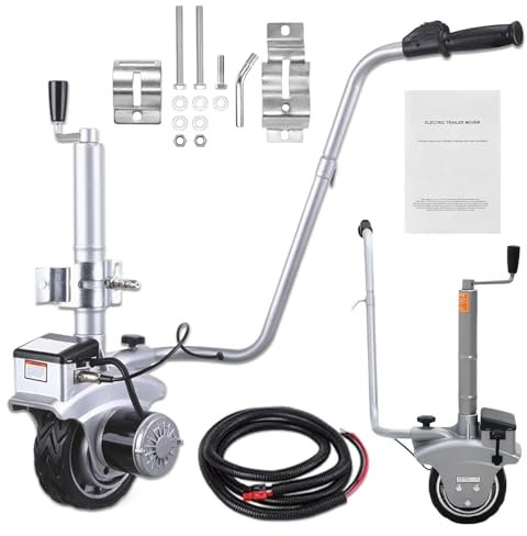 ZEEKYFOR Elektrischer Anhängerheber 5000 lbs, 350 W 12 V Anhänger Mover, motorisierter Stützradanhänger für Wohnmobil, Boot, Wohnwagen, einstellbare Klemmhöhe