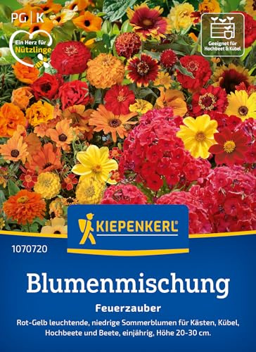 Kiepenkerl Blumensamen-Mischung Feuerzauber 1070720, Sommerblumensaat | Kräftige Farben in rot- gelb leuchtend für Beet & Balkon, Blumenwiese, einjährig