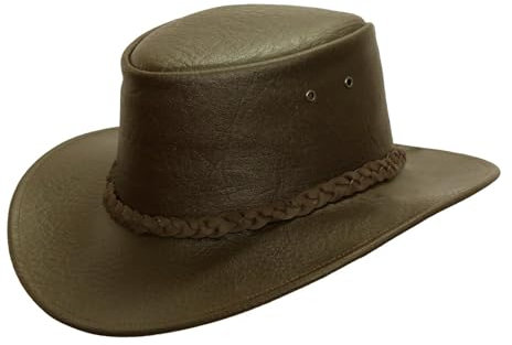 Australian Style Cowboyhut Lederhut in schwarz und braun, Größe S, XL und XXL Farbe braun, Größe XXL I 62-63 cm