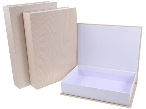 ABOOFAN 3Pcs Faux Book Storage Boxes Realistic Decorative Book Props Linen Multi Functional Storage Organizer for Coffee Table Bookshelf Home Office