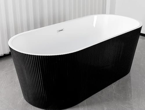 RENO Freistehende Badewanne, 170x75x58 cm, Schwarz, Acryl