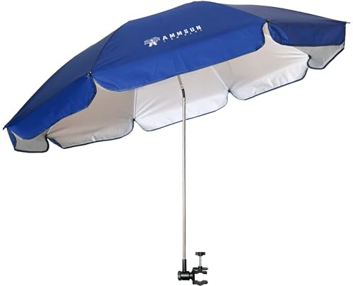 AMMSUN XL Chair Umbrella with Upgraded Clamp Adjustable 52 inches and 360-degree Swivel UPF 50+, Portable Clamp on Camping or Beach Chair, Stroller, Wheelchair, Golf Cart