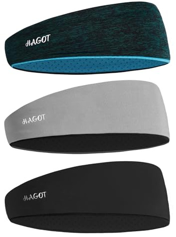HAGOT 3/6 Pack Men's Headband, Quick-drying Sweatband and Sports Headband, Absorption Breathable Band Sweat for Running, Cycling, Basketball, Tennis, Fitness Workout