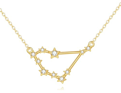 KECHO 14 Karat Gold Steinbock Halskette Sternzeichen Anhänger Echtgold Schmuck Geschenk für Damen