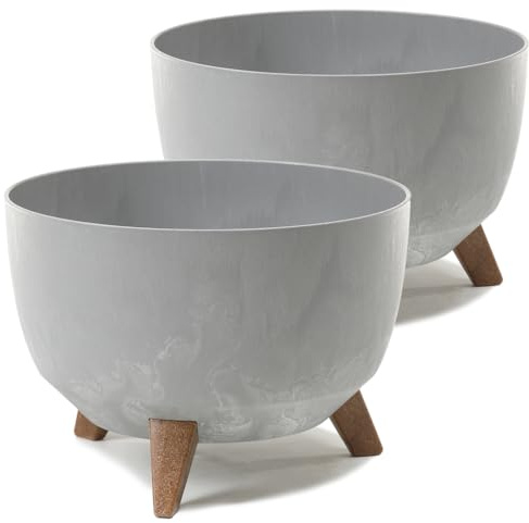 Tymar Vaso grande con piedi, vaso per fiori per esterni, grande, ciotola per fontana solare, vaso rotondo Roma (2 confezioni) in calcestruzzo, ø 40 cm)