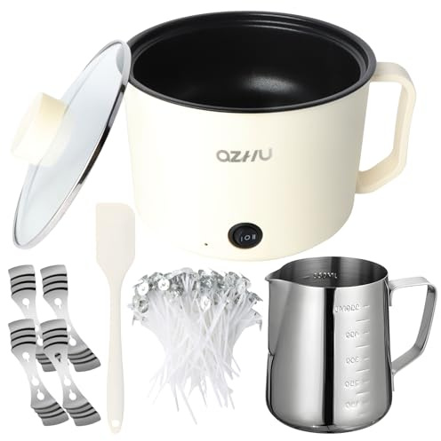 LPQKCcY Wax Melter for Candle Making 1.8L Non-Stick Electric Wax Melter with 550ml Candle Wax Melting Pot 100 Wicks & 4 Centering Device DIY Candle Soap Crafts Making Warmer Heater Supplies