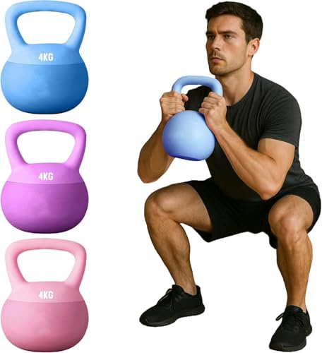 Durable Soft Coated Kettlebell Beginner-Friendly for Strength Training, Full-Body Workout, Toning & Fitness, Compact & Portable for Home Gym (Pink, 4KG)