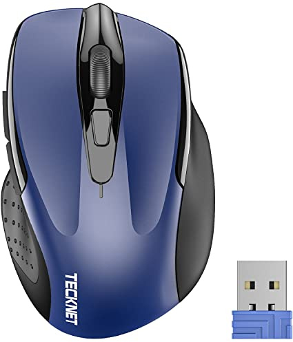 TECKNET Kabellose Maus, 2.4G Optische Funkmaus mit USB Empfänger, Grau | 2600 DPI, 24 Monate Akkulaufzei, Ergonomisches Design Wireless Mouse Kompatibel mit Laptop, PC, MacBook, Office Home