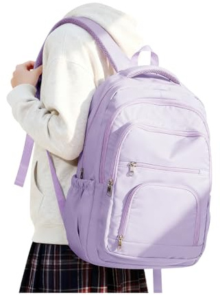 VGCUB Sac a Dos Femme Homme College Voyage Impermeable Homme Fille Travail de Cours Lycee Ordinateur Femme Elegant Leger Sacs à Dos Loisir Bookbag Travel Backpack Violet