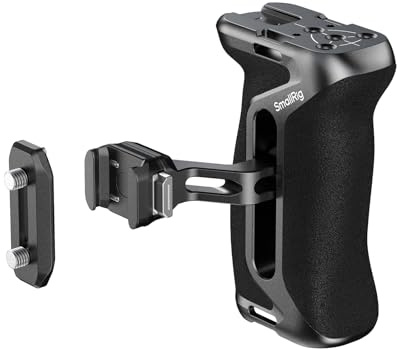 SMALLRIG HawkLock H21 QR Seitengriff Side Handle mit NATO-Schiene, für Links oder Rechtshänder, 36mm/1,4in Höhenverstellbar, Ergonomischer Handgriff mit Blitzschuh, 1/4-20 Gewindebohrungen – 5633