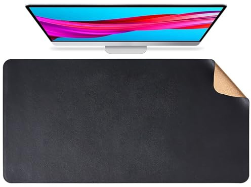Große Kork Schreibtischunterlage, Doppelseitige Maus- und Tastaturunterlage aus Korkleder, Rutschfeste leicht zu reinigende Computerunterlage für Zuhause(Black,140x60cm)