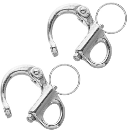 Mikinona 2pcs 35mm Stainless Steel 316 Self-Locking Quick Release Shackles for Sailing and Marine Use, Marine Grade Jaw Swivel Snap Hooks Suitable for Yacht Rigging and Boat Anchor