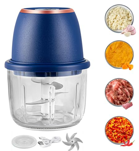 Zwiebelschneider Elektrisch, Neues Multizerkleinerer Elektrisch 350ml, Zwiebel Zerkleinerer Mit Edelstahl-Messer, 1200mah Batterie, Mixer KüChe FüR Zwiebeln NüSse Fleisch GemüSe (A)