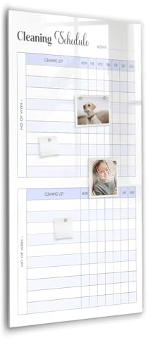 Tableau verre magnétique mural | surface lisse haute qualité pour notes et photos | livré avec aimants néodyme, feutre effaçable et éponge | élégant pour intérieur- 60x120 - Programme de nettoyage