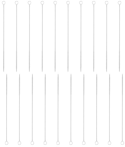 sourcing map Straw Cleaner Brush Set, 8 Inch Length 304 Stainless Steel and Nylon Bristles for Water Bottle Silicone Straw Sippy Cup Pipes, White (4mm OD, 20-Piece-Set)