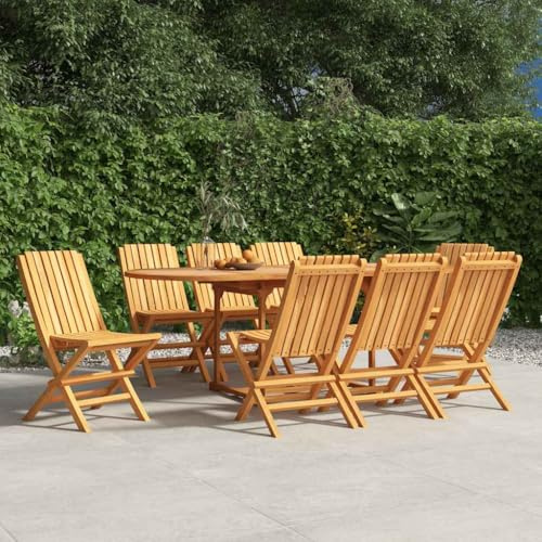 IBUQDDV Klappbare Gartenstühle aus Massivholz Teak 8 Stück, Faltbare Holzstühle für Außenbereich mit Lattenrost-Design und Rückenlehne, Wetterbeständige Freizeitmöbel, Maße 47x47x89