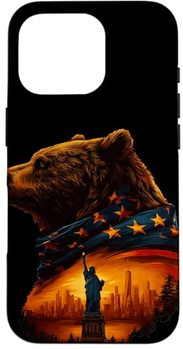 Hülle für iPhone 16 Pro Toller USA-Bär mit Freiheit für Jungen und Mädchen